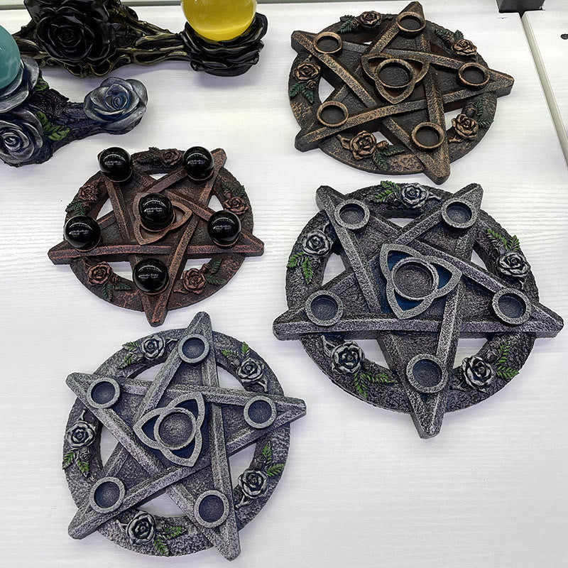 Supporto per sfera di cristallo con telaio a stella a cinque punte Olivenorma