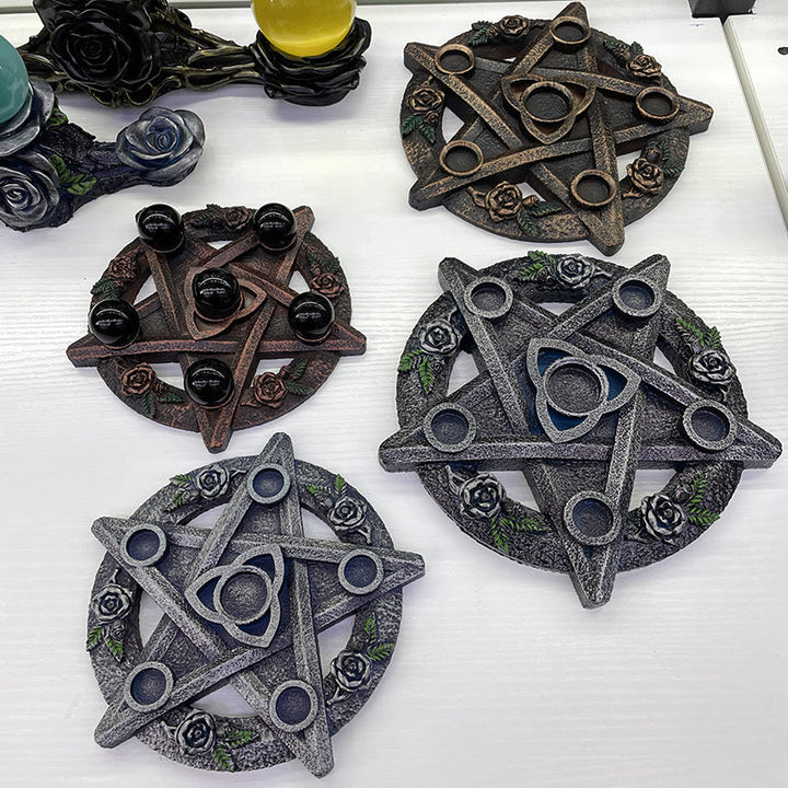 Supporto per sfera di cristallo con telaio a stella a cinque punte Olivenorma