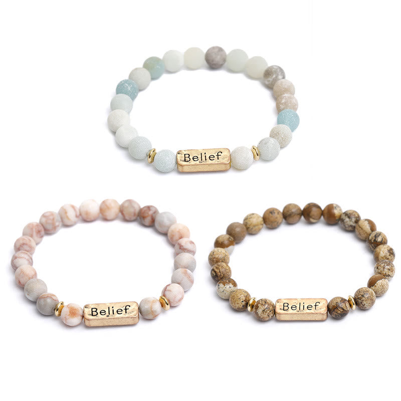 Bracciale con incisione della fede in pietra preziosa naturale Olivenorma