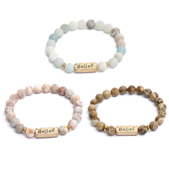 Bracciale con incisione della fede in pietra preziosa naturale Olivenorma