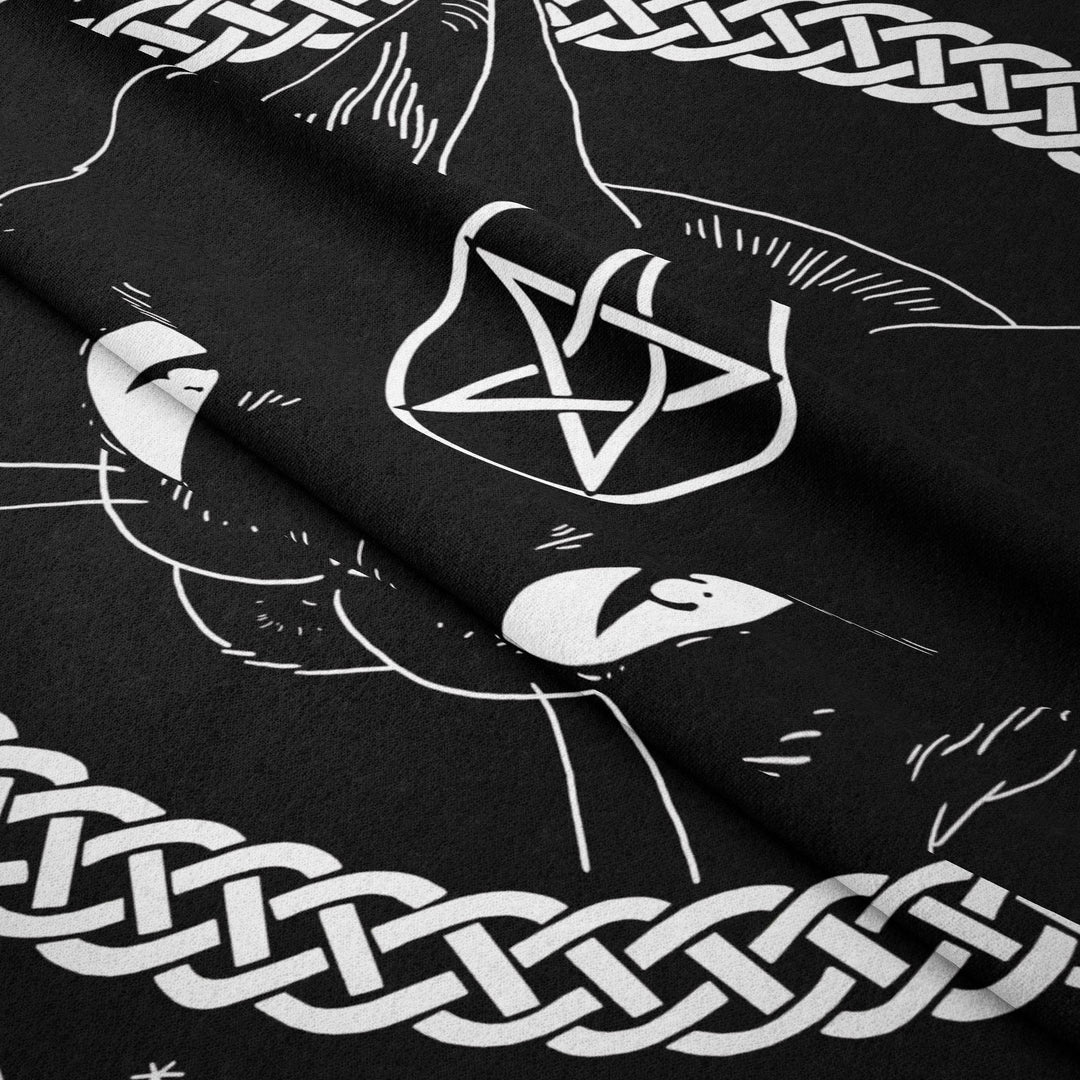 Olivenorma Arazzo con motivo a fase lunare della strega del gatto nero 