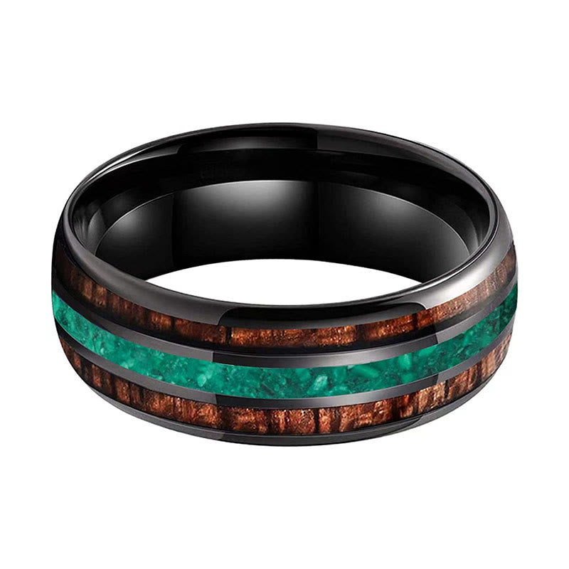 Olivenorma"Strong Shield" - Malachite con anello in acciaio al tungsteno