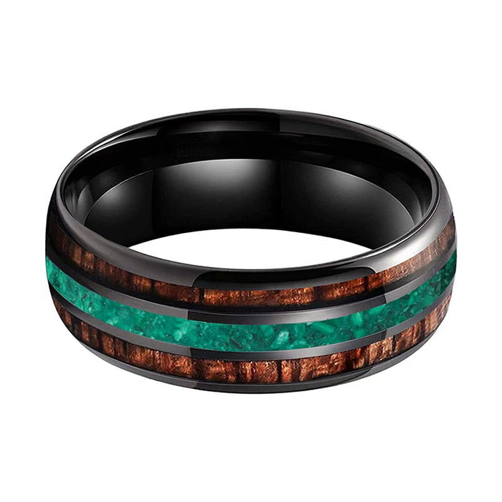 Olivenorma"Strong Shield" - Malachite con anello in acciaio al tungsteno