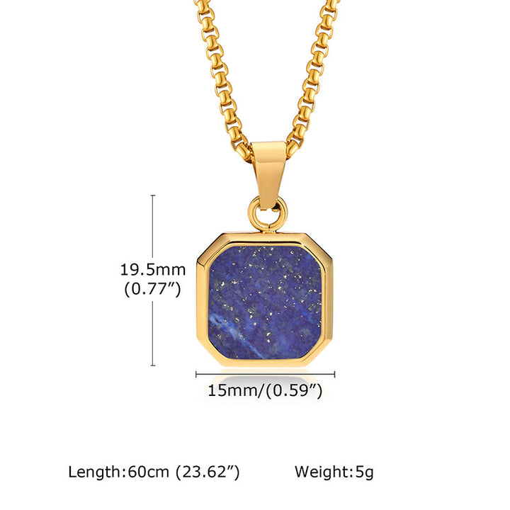 Olivenorma Collana con ciondolo quadrato da uomo con catena lunga per maglione 