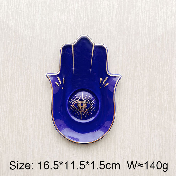 Olivenorma Hamsa piccolo vassoio portagioie con occhio malvagio