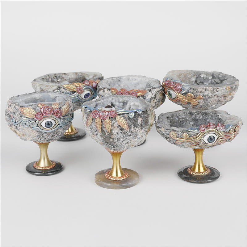 Decorazione con geode di cristallo naturale Olivenorma Santo Graal Malocchio 