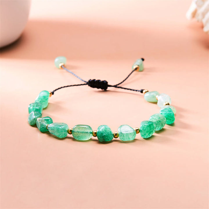 Bracciale intrecciato a mano con perline di pietra naturale irregolare Olivenorma