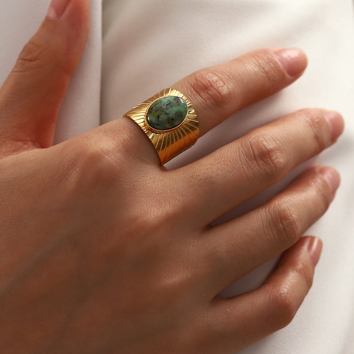 Olivenorma "African Turquoise Majesty" Anello largo in turchese africano 