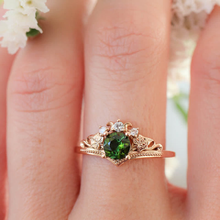 Anello in cristallo naturale di smeraldo e alessandrite Olivenorma