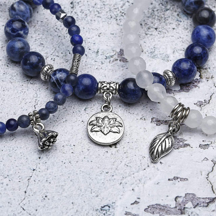 Olivenorma Sodalite Lotus Balance Bracciale 3 pezzi
