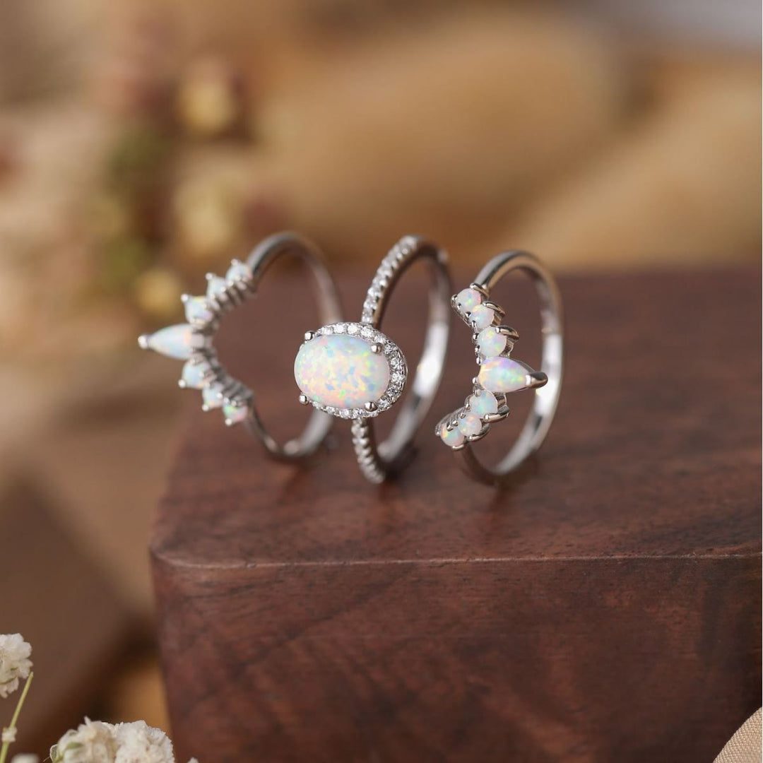 Anello multistrato Olivenorma in argento Sterling S925 con opale ovale 
