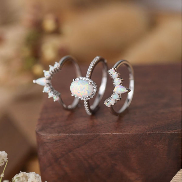 Anello multistrato Olivenorma in argento Sterling S925 con opale ovale 