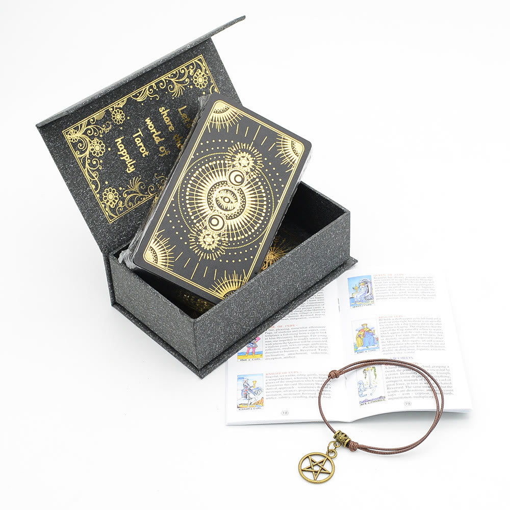Olivenorma Bronzing Black Gold Foil Tarot Deck Carte