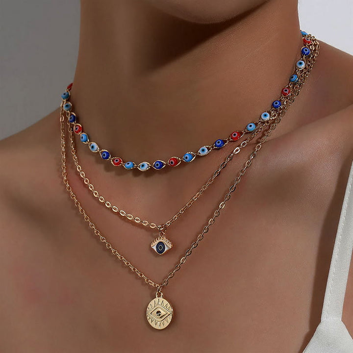 Collana multistrato con occhio malvagio in resina epossidica Olivenorma 