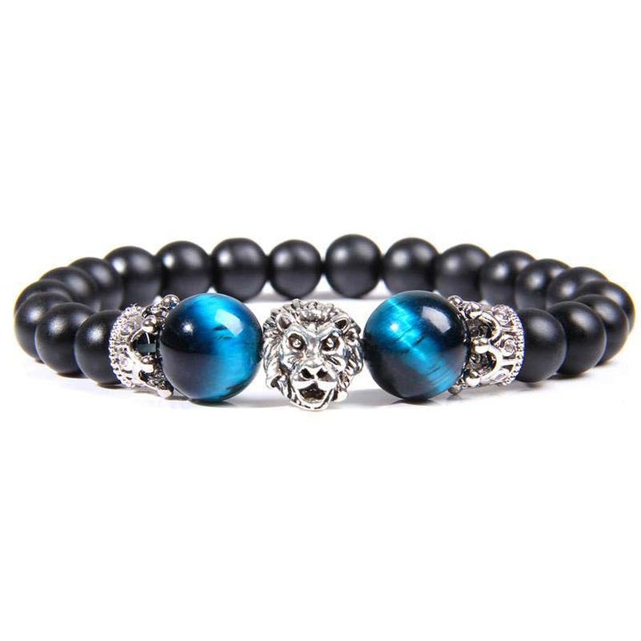 Bracciale con simbolo del leone in pietra di cristallo naturale Olivenorma 