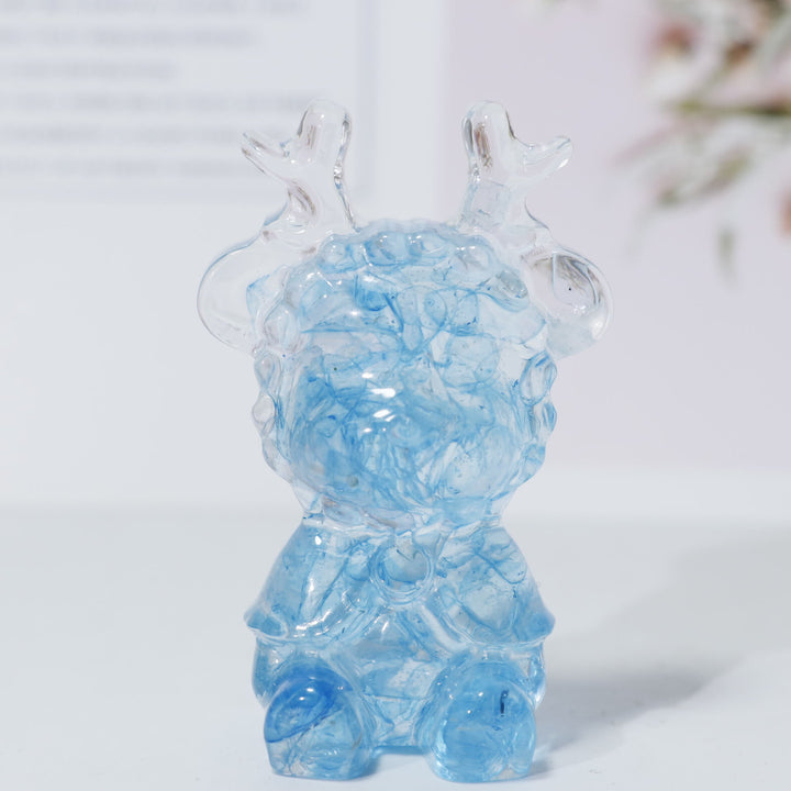 Ornamento di alce in cristallo naturale Olivenorma, decorazione con pietre preziose