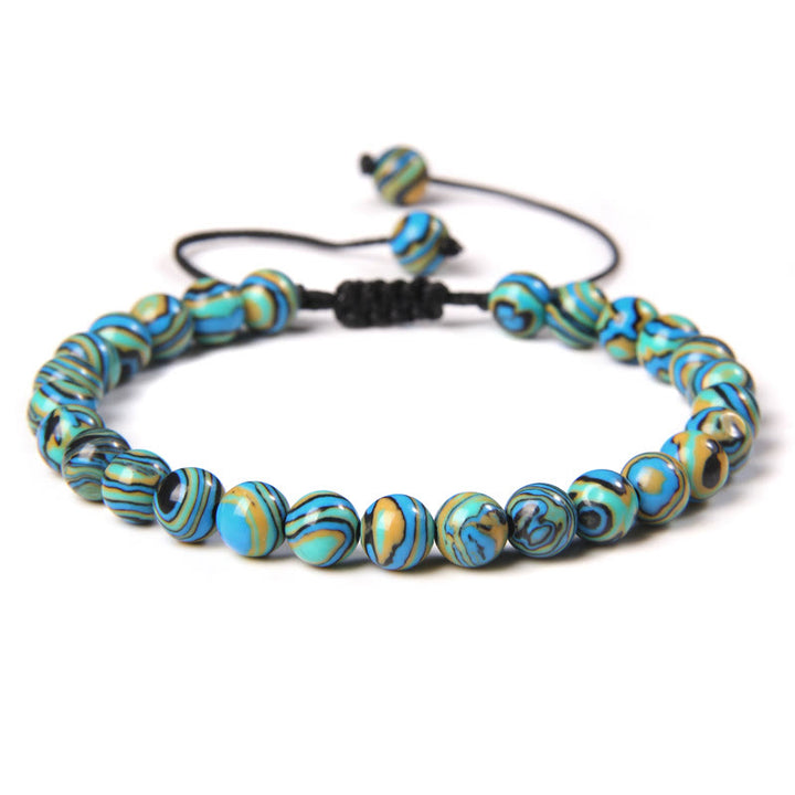 Bracciale intrecciato con perline di pietra naturale Olivenorma da 6 mm 