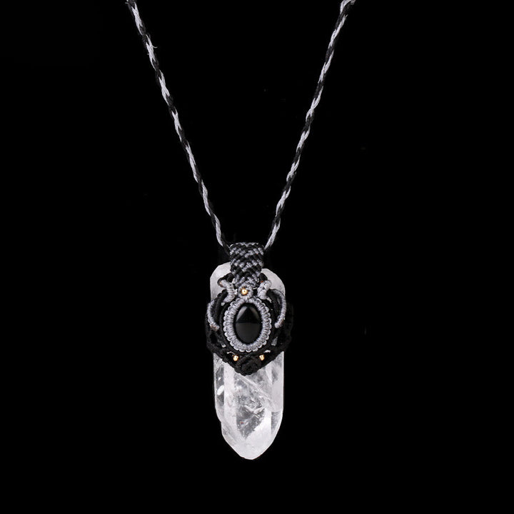 Collana con ciondolo in pietra naturale intrecciata in quarzo ialino Olivenorma