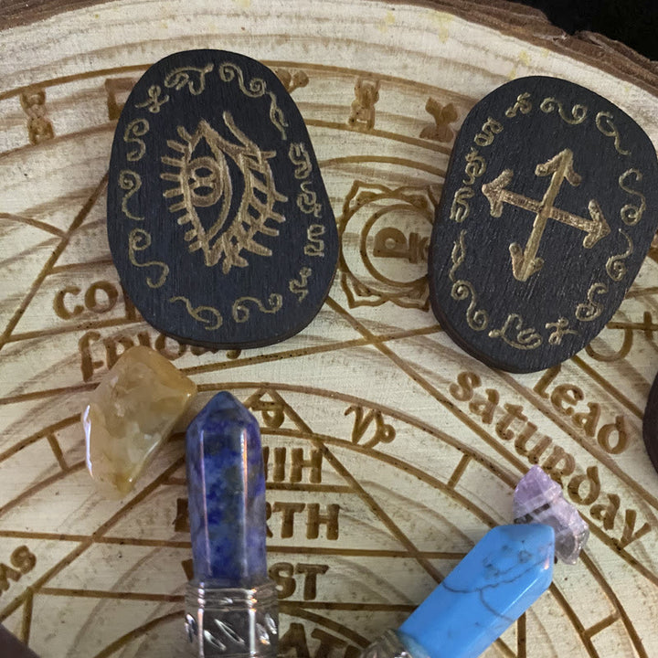 Set di rune della strega Olivenorma , guarigione, alchimia, incisione su legno, meditazione, decorazione 