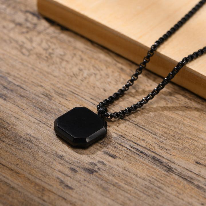 Olivenorma Collana con ciondolo quadrato da uomo con catena lunga per maglione 