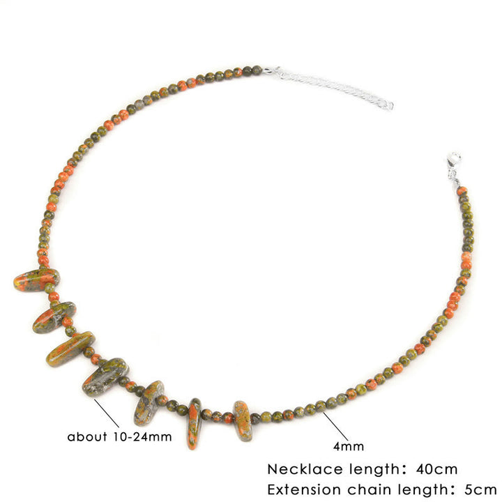 Olivenorma Collana Bohémien in Pietra Zanna Naturale con Perline da 4 mm