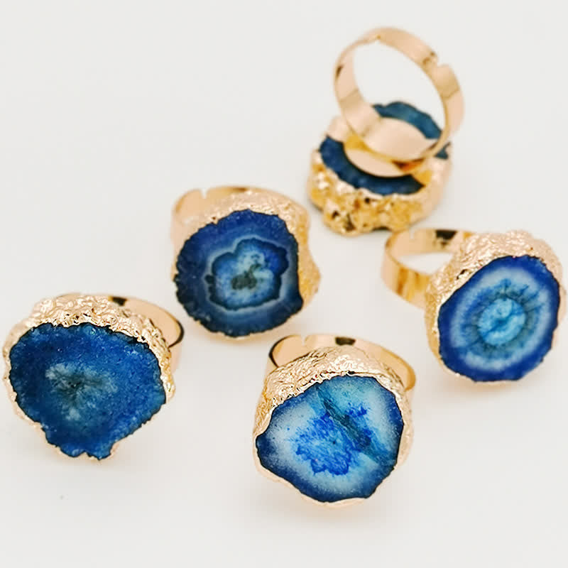 Anello regolabile con pietra preziosa di girasole in cristallo naturale Olivenorma