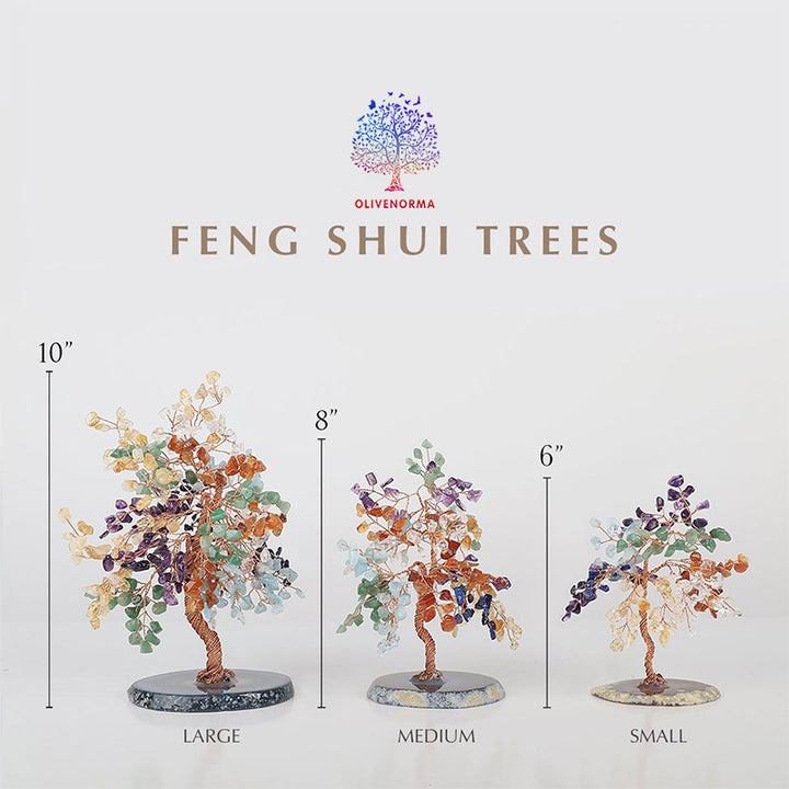 Albero Feng Shui Olivenorma Tormalina con Base in Cristallo Bianco 