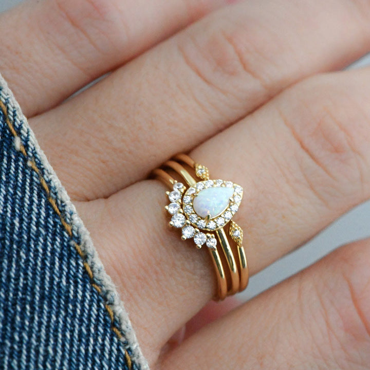 Olivenorma Opal Stacking Anello dorato 