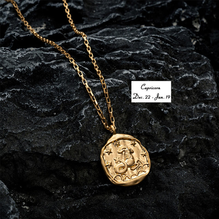 Collana Olivenorma Zodiac in acciaio al titanio placcato oro 18k