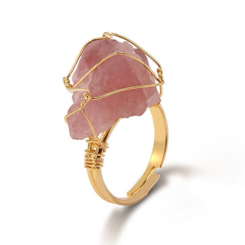 Anello con pietra preziosa naturale irregolare e ruvida Olivenorma