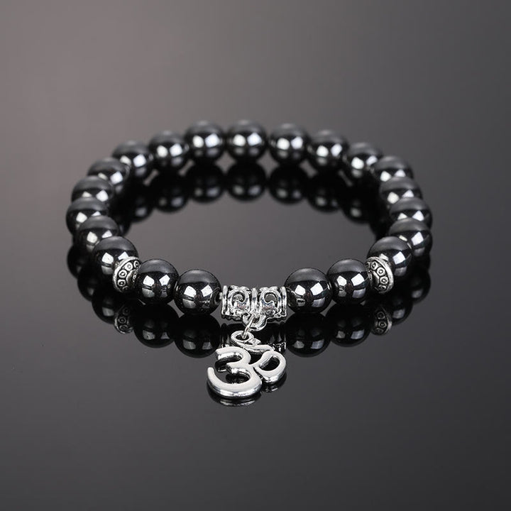 Bracciale con simbolo Om in perline di cristallo naturale Olivenorma