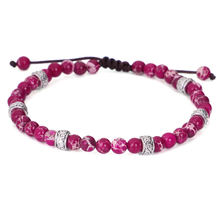Bracciale intrecciato con perline in pietra imperiale multicolore naturale Olivenorma 