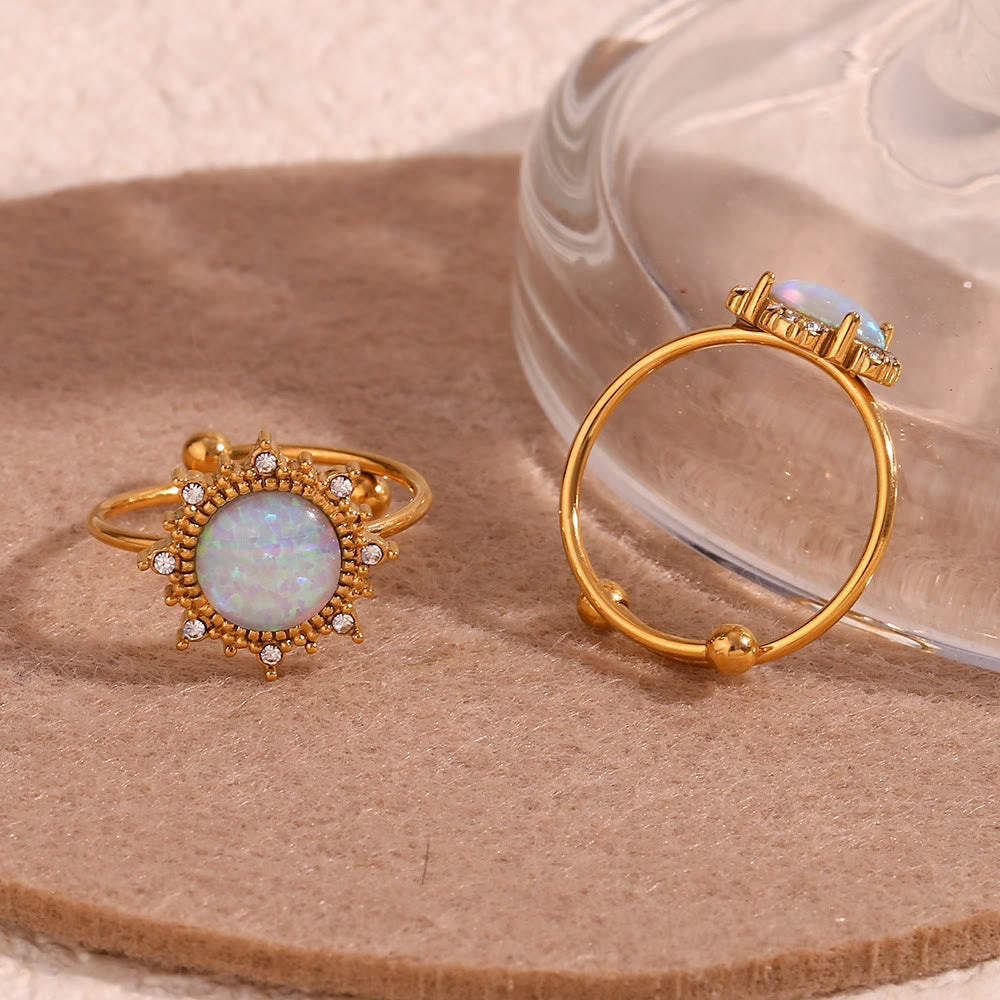 Anello regolabile Olivenorma Natural Opal Sun Heart 