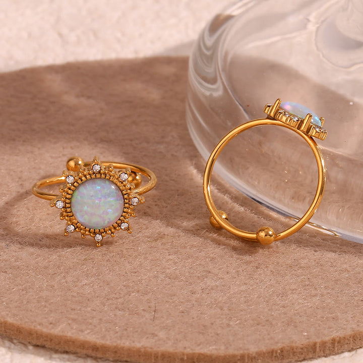 Anello regolabile Olivenorma Natural Opal Sun Heart 
