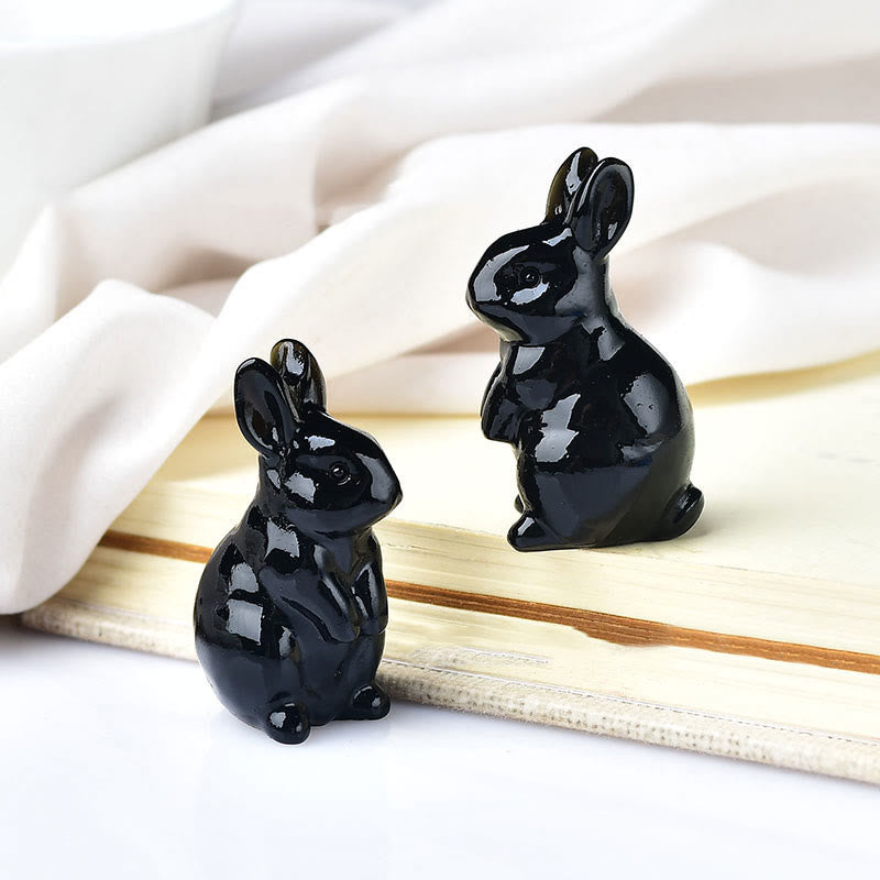 Olivenorma - Decorazione in pietra preziosa con statuetta di cristallo a forma di coniglietto pasquale 