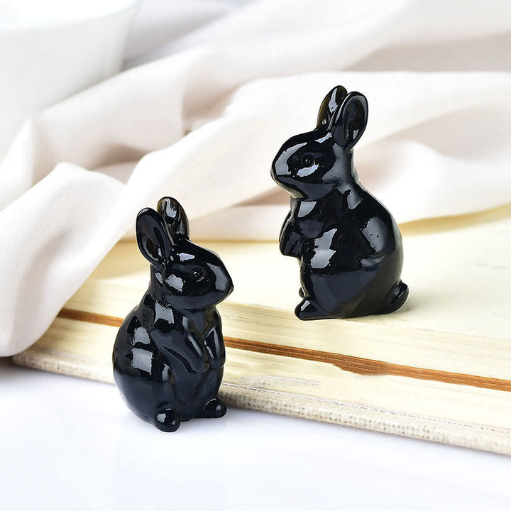 Olivenorma - Decorazione in pietra preziosa con statuetta di cristallo a forma di coniglietto pasquale 