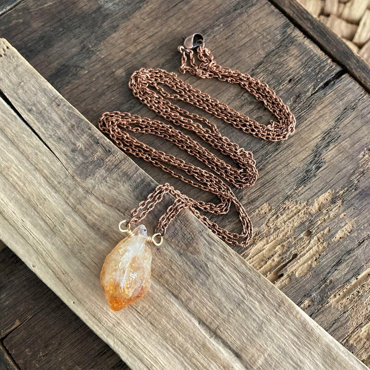 Collana con ciondolo in citrino brasiliano naturale Olivenorma