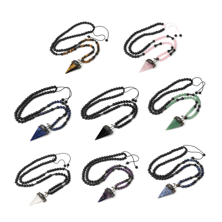 Collana di perline da meditazione prismatica in pietra naturale Olivenorma
