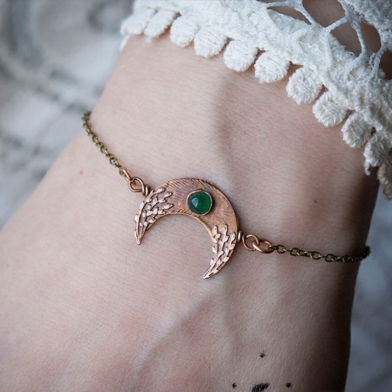 Bracciale Olivenorma Crescent Emerald inciso in bronzo antico