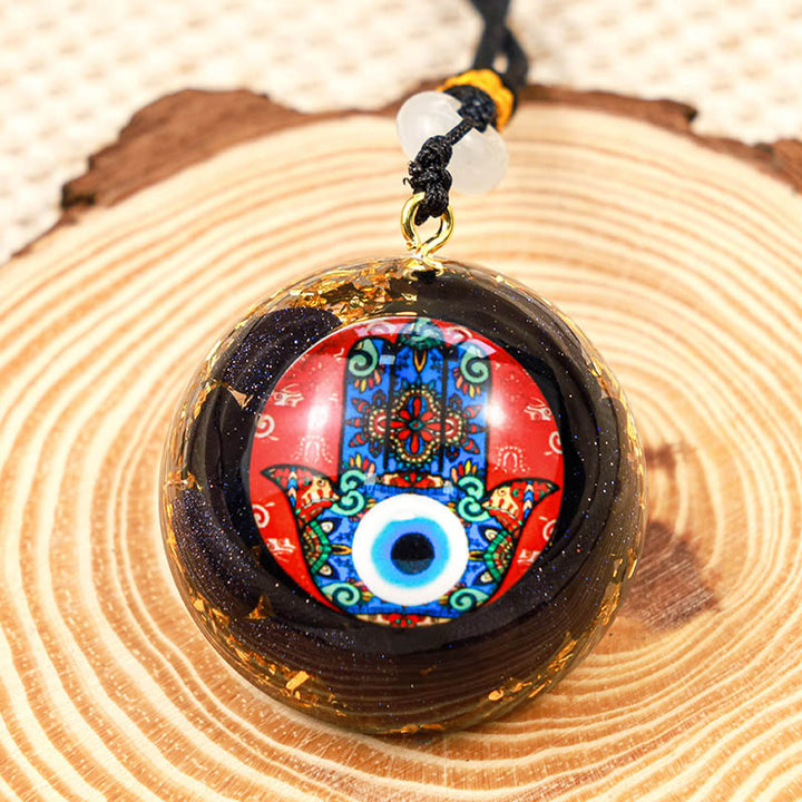 Collana Hamsa con protezione in arenaria blu