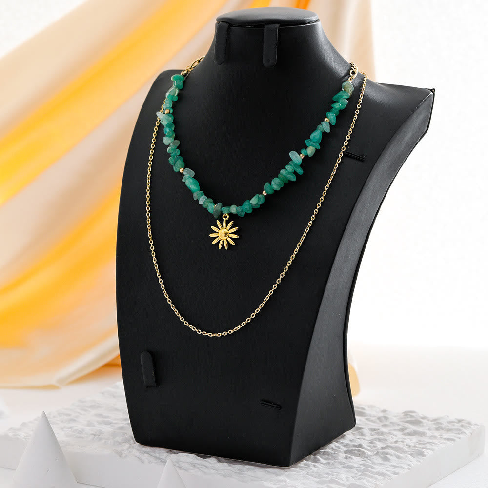 Collana a doppio strato con ciondolo suola in amazzonite naturale Olivenorma
