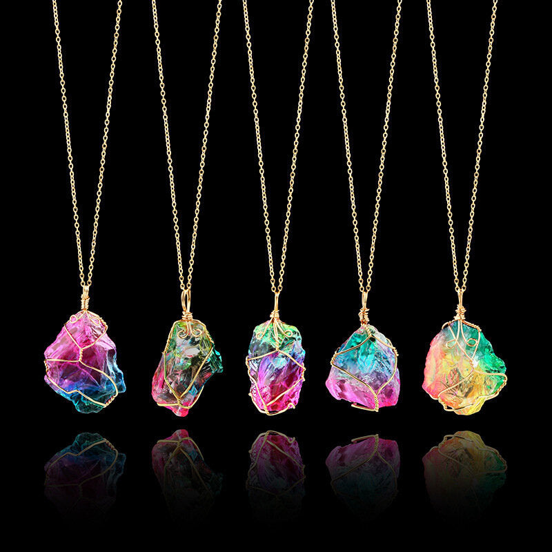 Collana vintage con pietra preziosa di fluorite Olivenorma