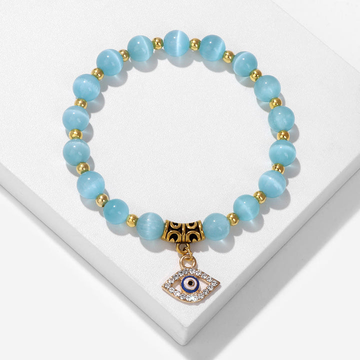 Bracciale con ciondolo malocchio in pietra naturale Olivenorma