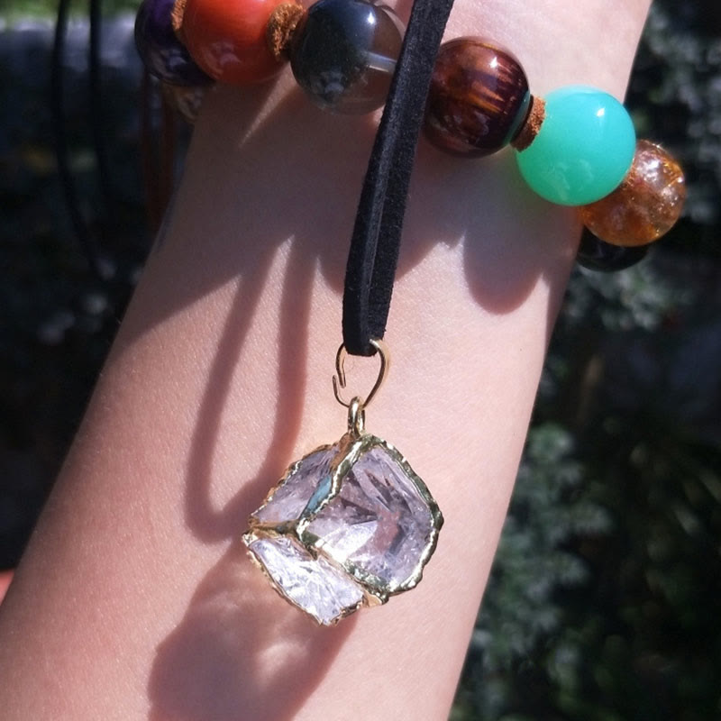 Olivenorma Ciondolo a forma di stella quadrata in cristallo bianco naturale 