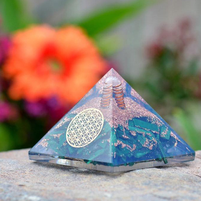 Olivenorma Malachite Fiore della vita Simbolo Orgone Piramide 