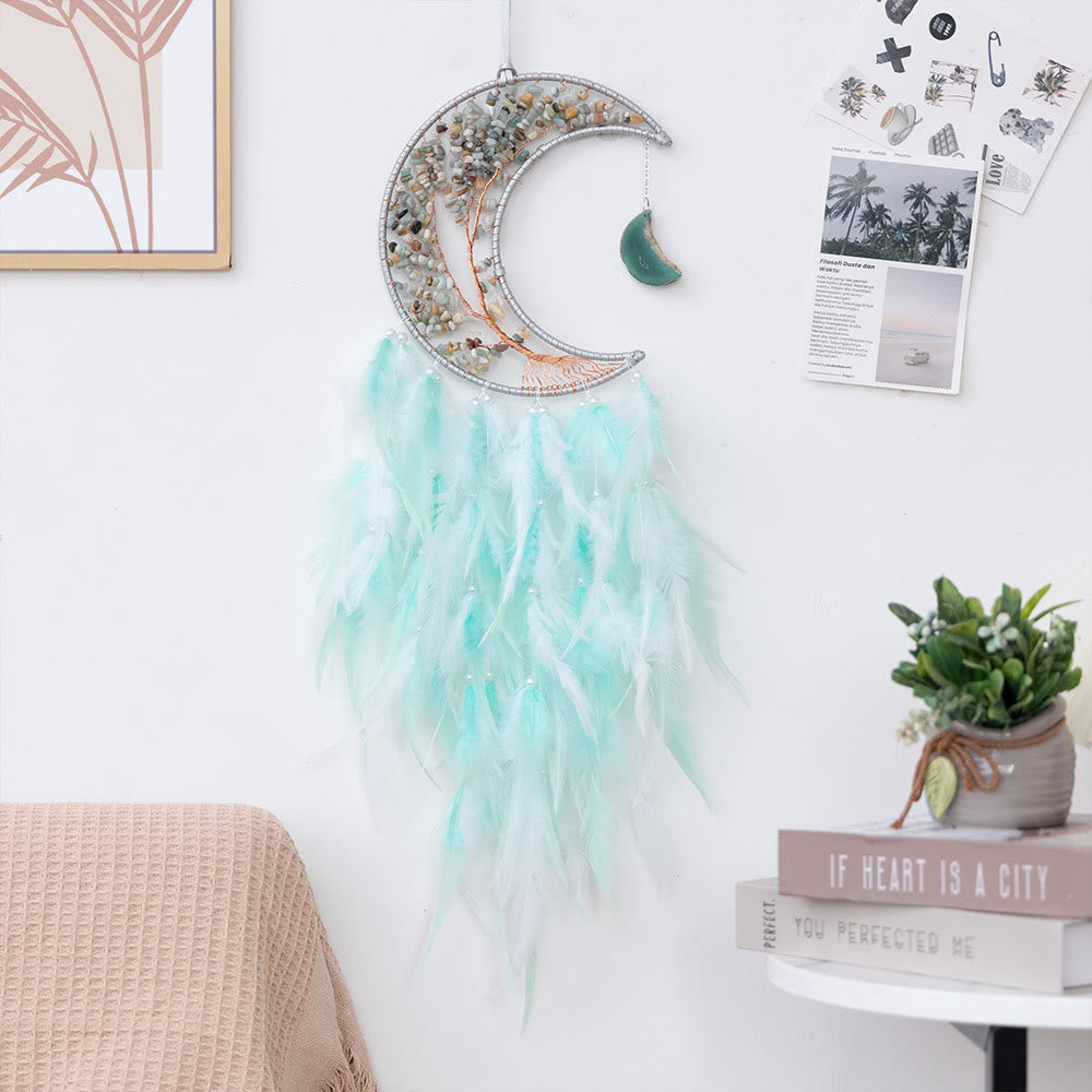 Olivenorma Ghiaia naturale intrecciata Albero della vita Luna Dream Catcher