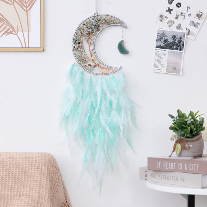 Olivenorma Ghiaia naturale intrecciata Albero della vita Luna Dream Catcher