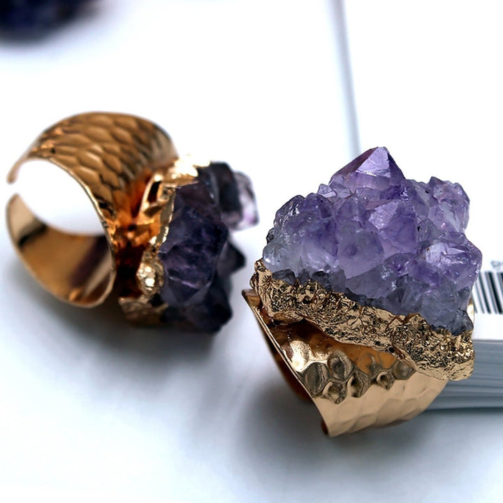 Anello Olivenorma Retro regolabile in ametista naturale