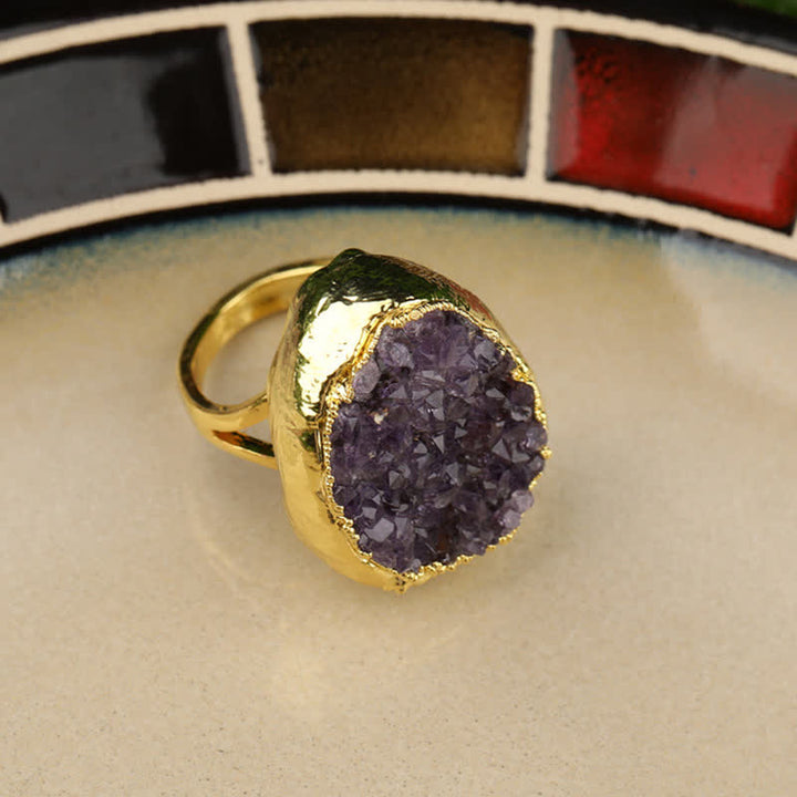 Anello regolabile con pietra preziosa naturale in oro Olivenorma