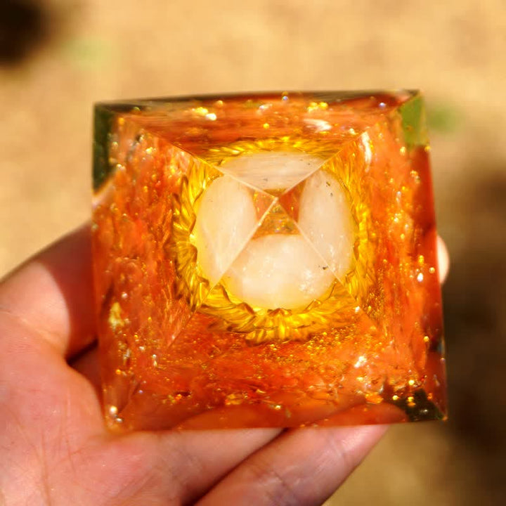 Olivenorma Sfera di quarzo rosa Pietra del sole Loto Piramide di orgone